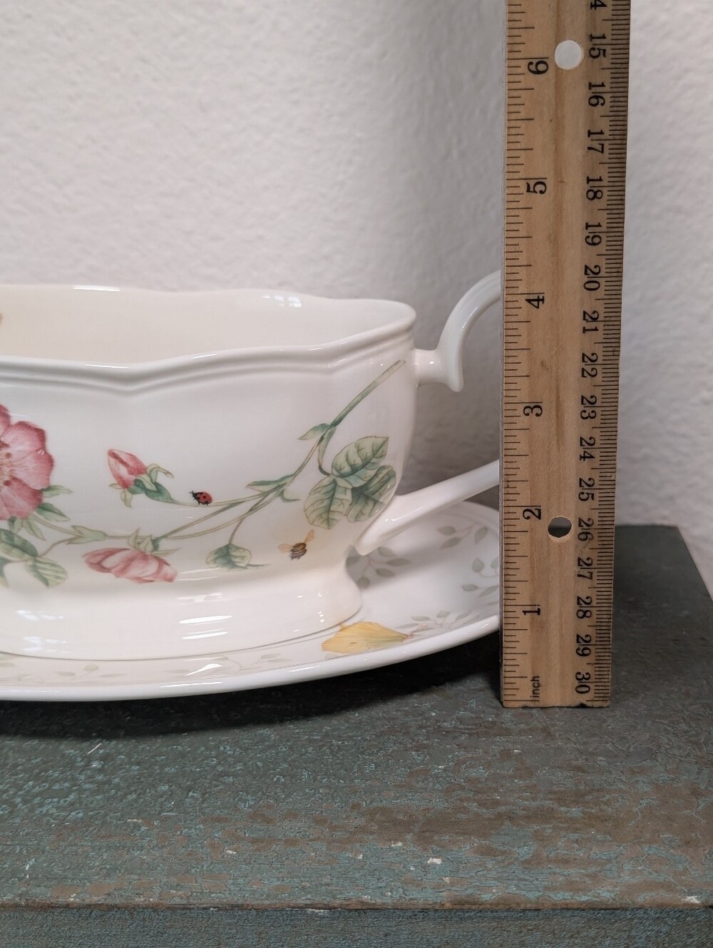 Vintage Lenox Butterfly Meadow Gravy Boat & Matching Under Plate Cottagecore - Picture 8 of 9